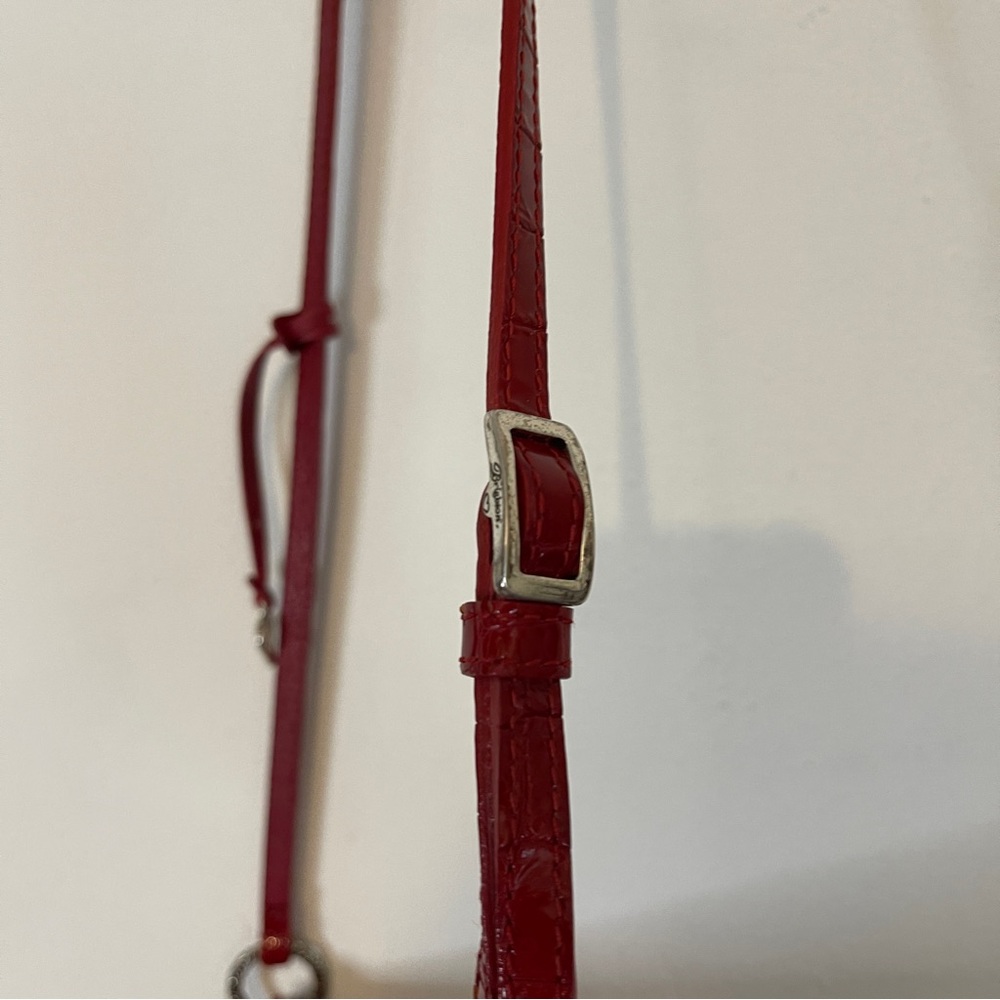 Brighton Red Faux Leather Crocodile Handbag Crossbody - Picture 7 of 14